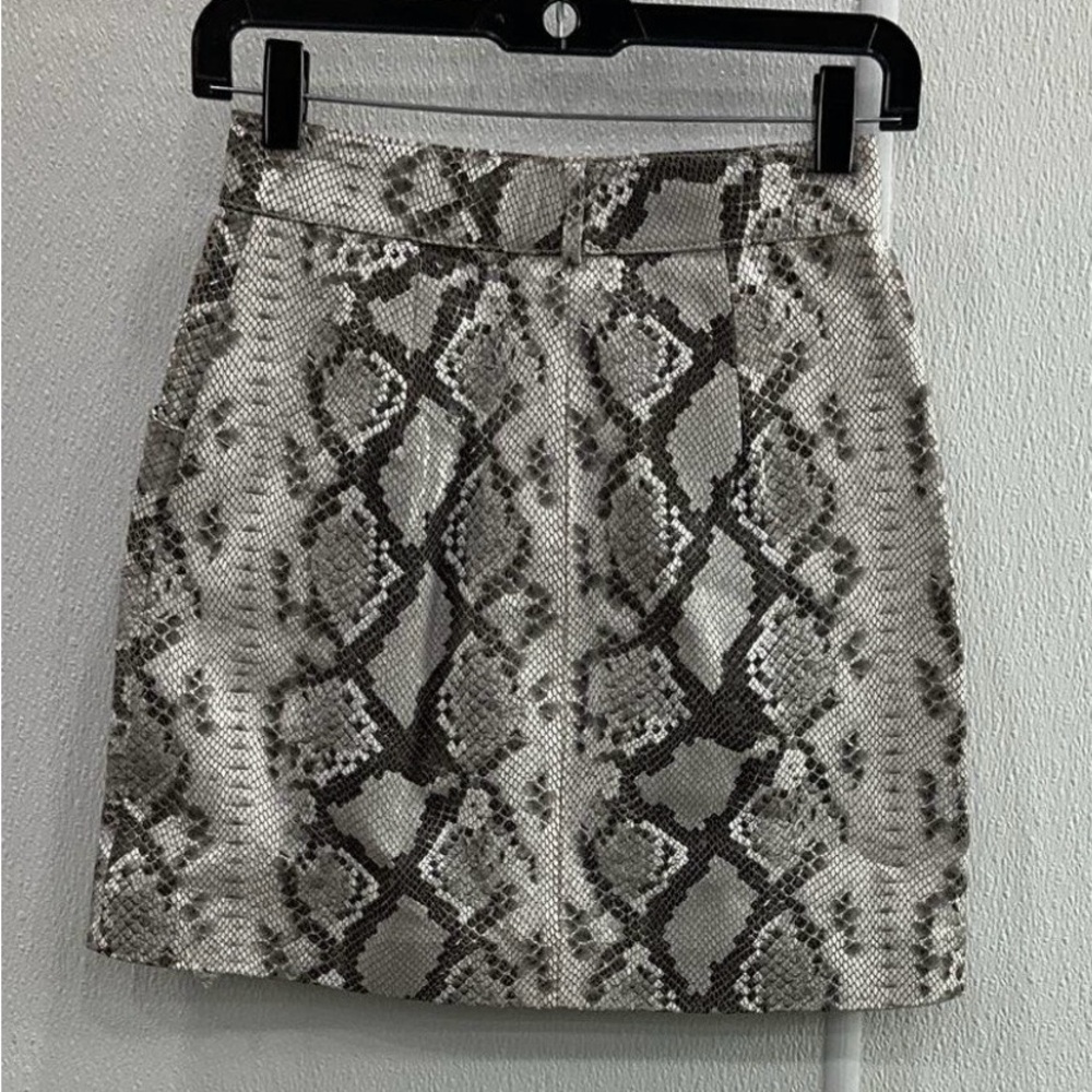 Maje NWT Snake Skin Print Leather Mini Skirt Size 8